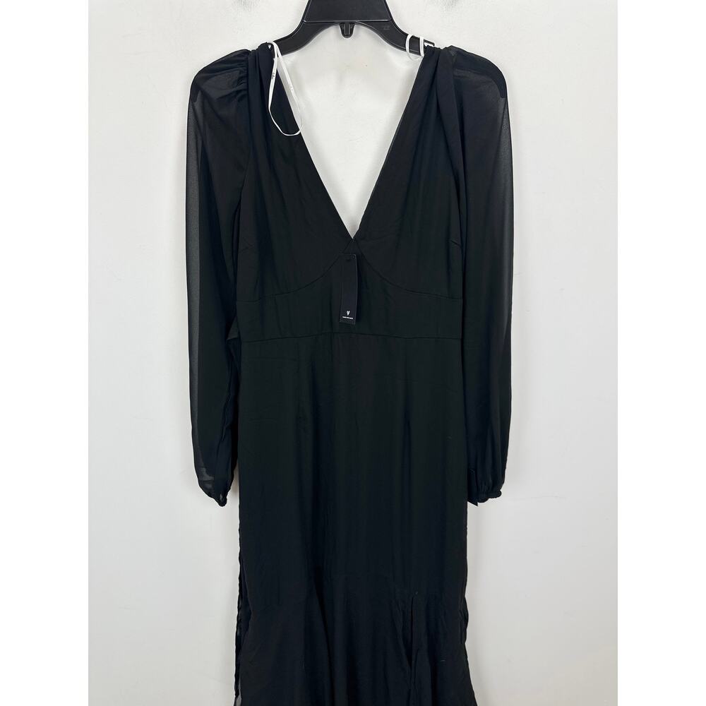 Lulus Tier Elegance Black Long Sleeve Tiered Maxi Dress Chiffon Formal M NWT - Picture 6 of 12